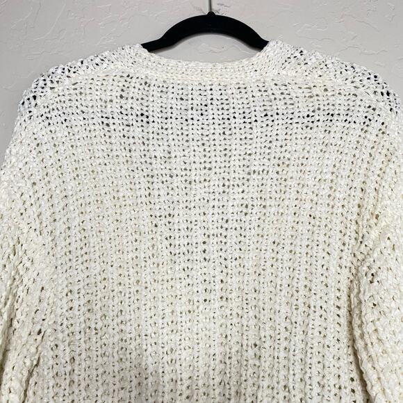 Theory White Cotton Nylon Ribbed Button Up Cardigan Size Medium - Picture 6 of 9